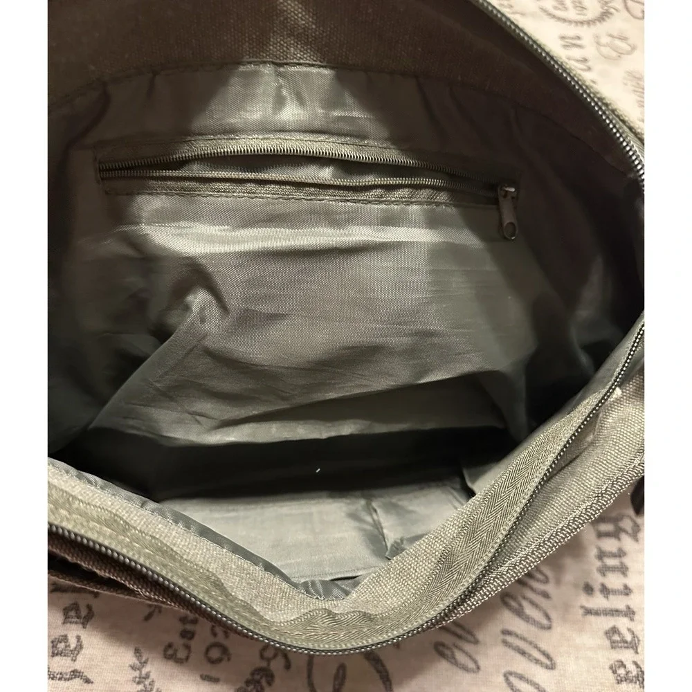 Sovrano Olive Canvas Messenger Bag Crossbody - Qdoba Logo'd